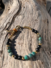 Charger l'image dans la galerie, Bracelet Kundalini - bracelet mixte de pierre semi précieuse de Turquoise et d'Onyx - SamEtnic