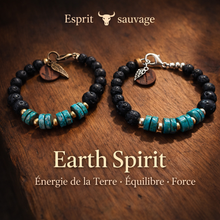 Charger l'image dans la galerie, Earth Spirit Bracelet Lave &amp; Turquoise - Mixte