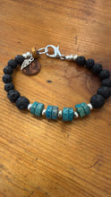 Charger l'image dans la galerie, Bracelet Lave &amp; Turquoise - Mixte